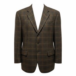 Vintage TALLIA Uomo Men's Dark Brown Checkered Blazer Union Made